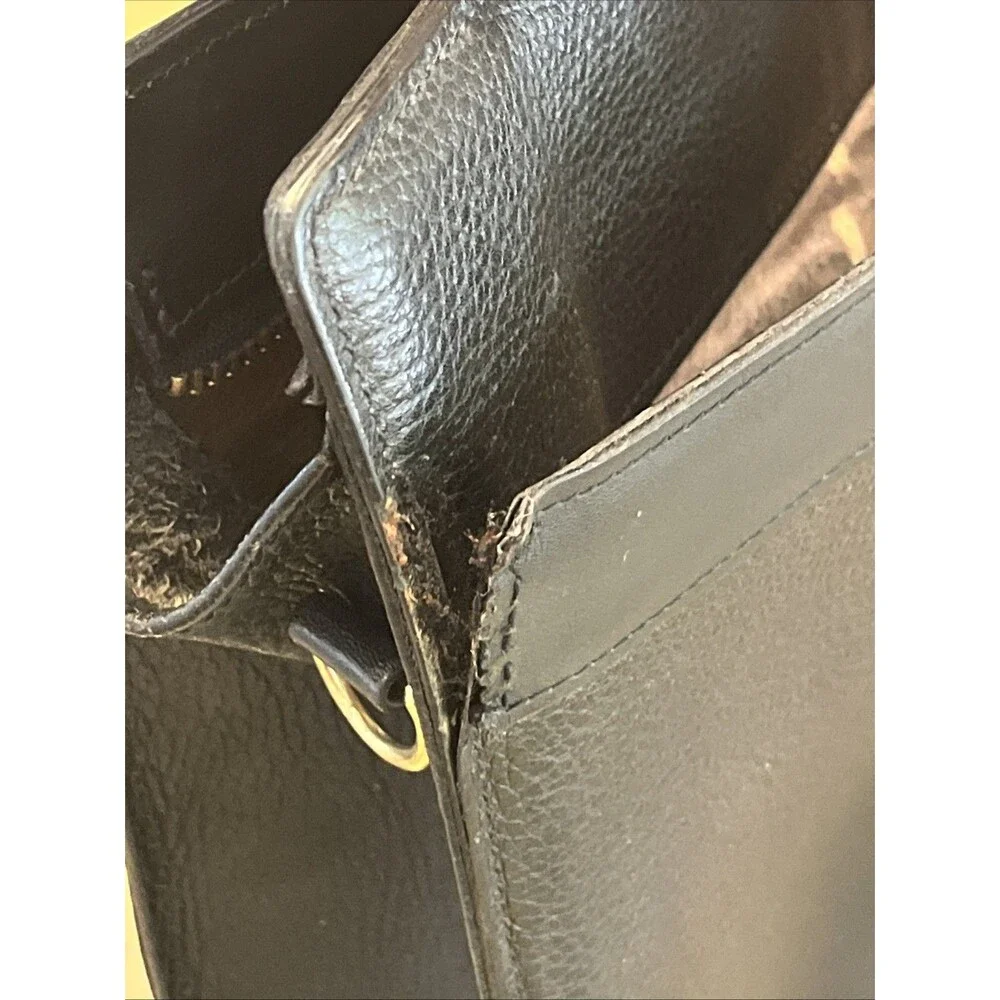 VTG Coach Black Leather Associate Bag Messenger Briefcase Lux Tote Purse 5203